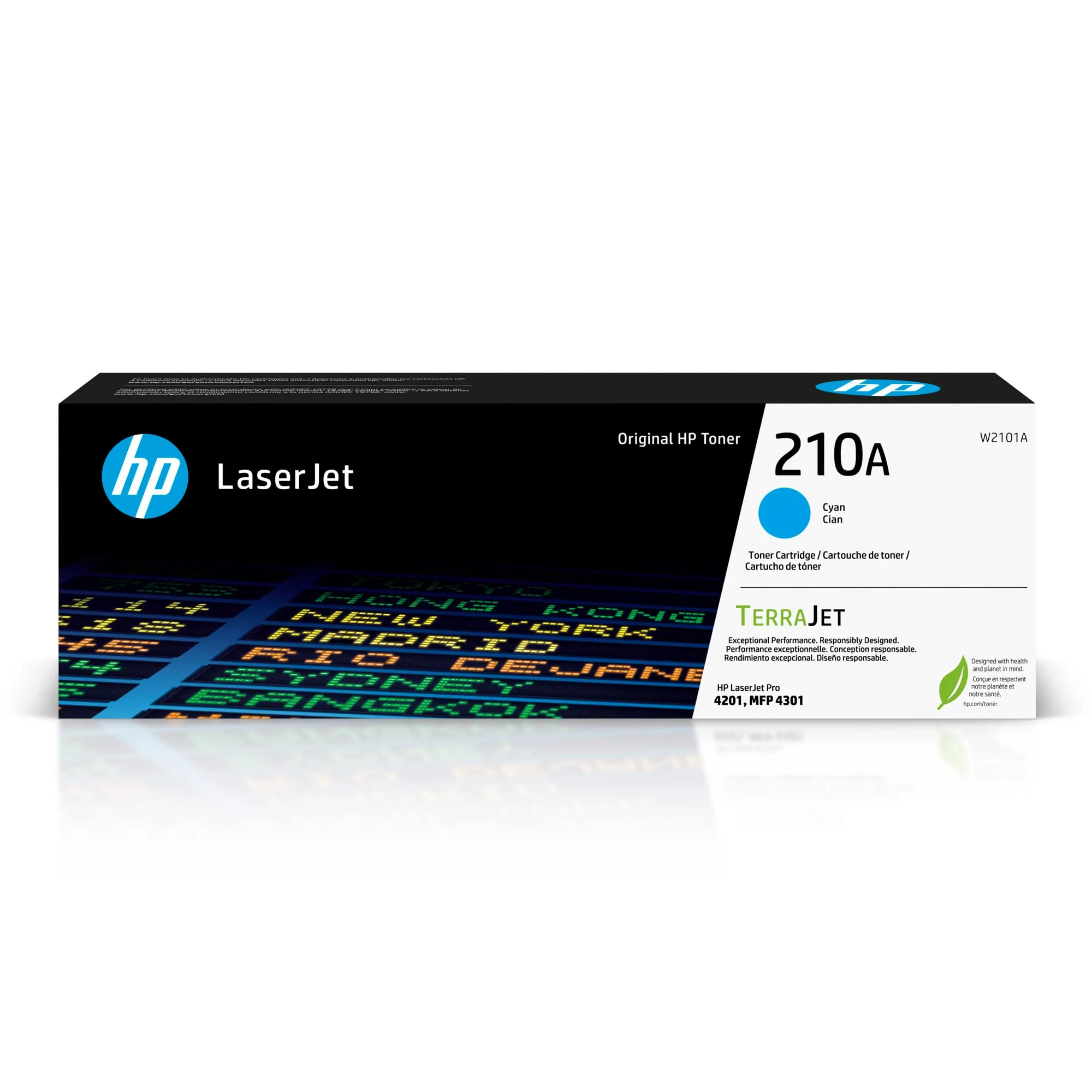 HP 210A Cyan Toner Cartridge | Works Color LaserJet Pro 4201, MFP 4301 | W2101A