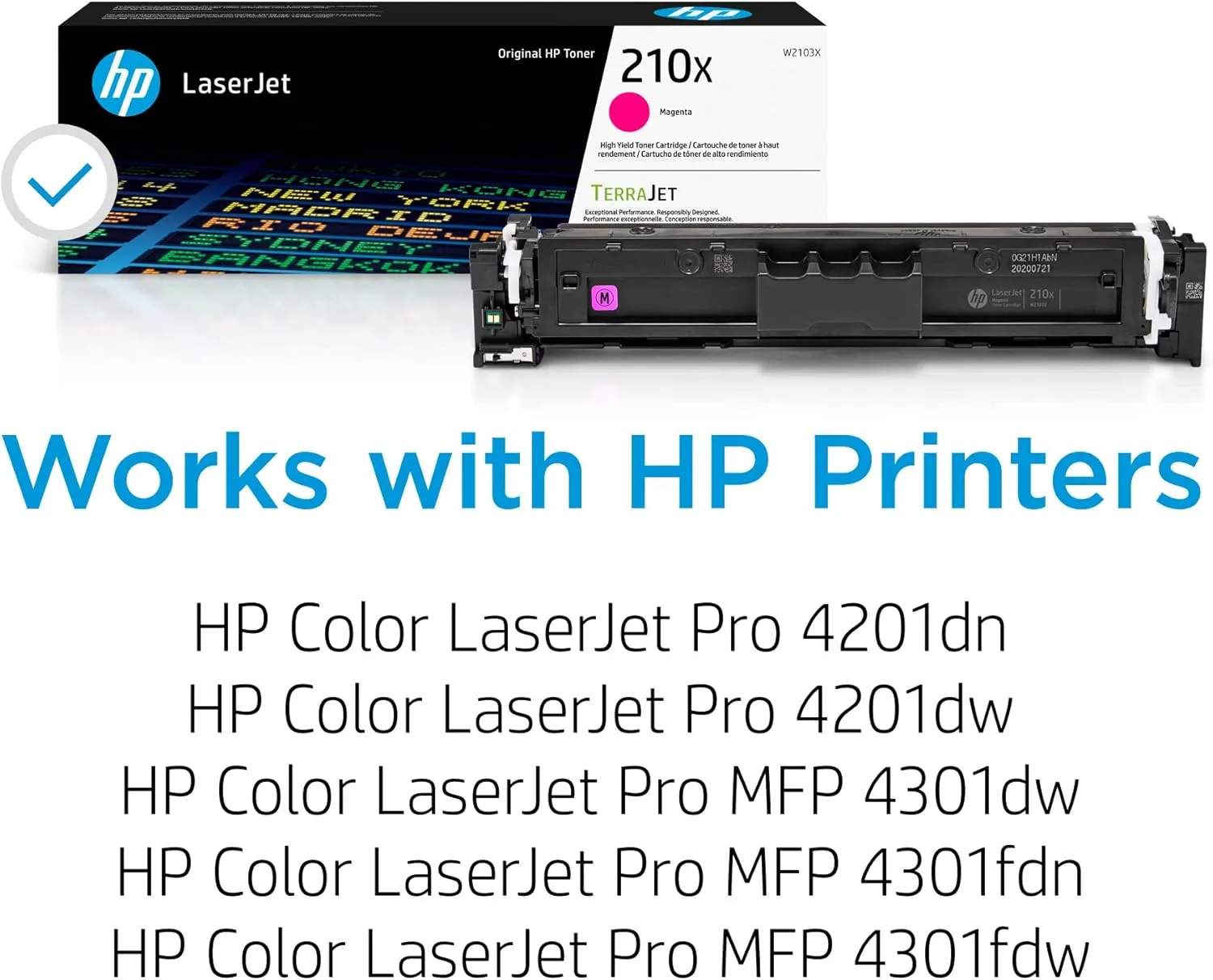 HP 210X Magenta High-Yield Toner Cartridge | Works Color Laserjet Pro 4201, Color Laserjet Pro MFP 4301 Series | W2103X