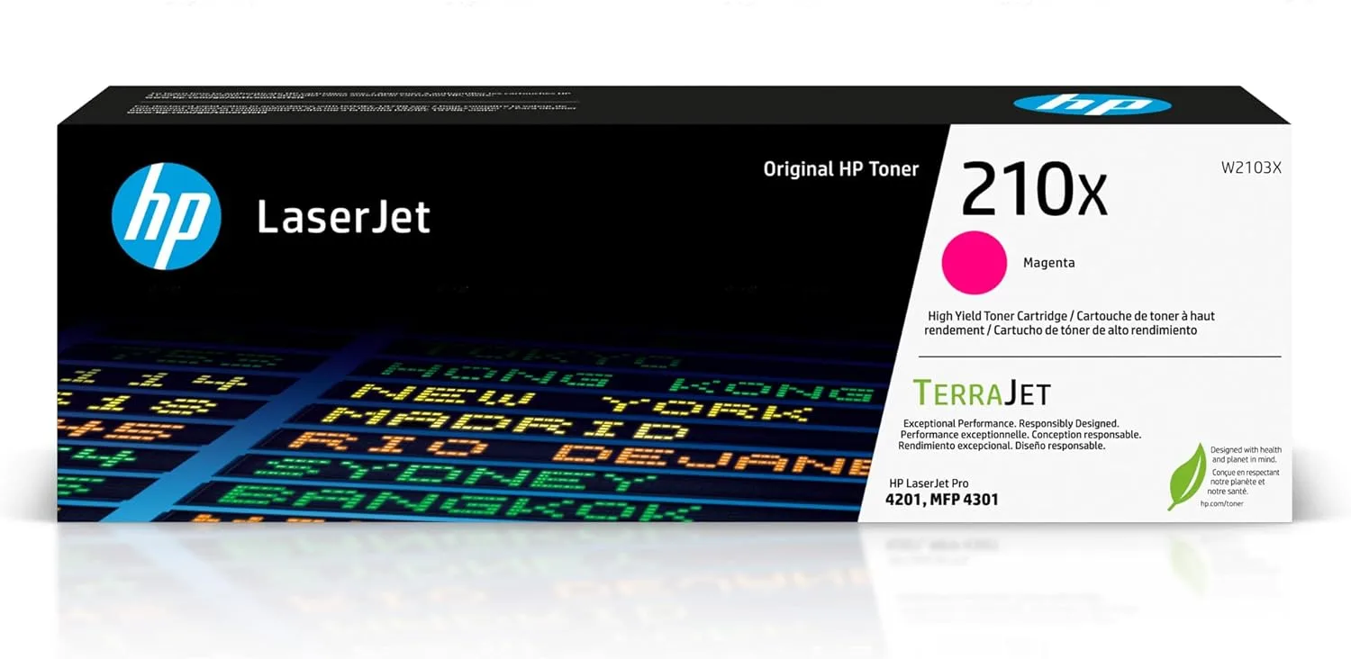 HP 210X Magenta High-Yield Toner Cartridge | Works Color Laserjet Pro 4201, Color Laserjet Pro MFP 4301 Series | W2103X