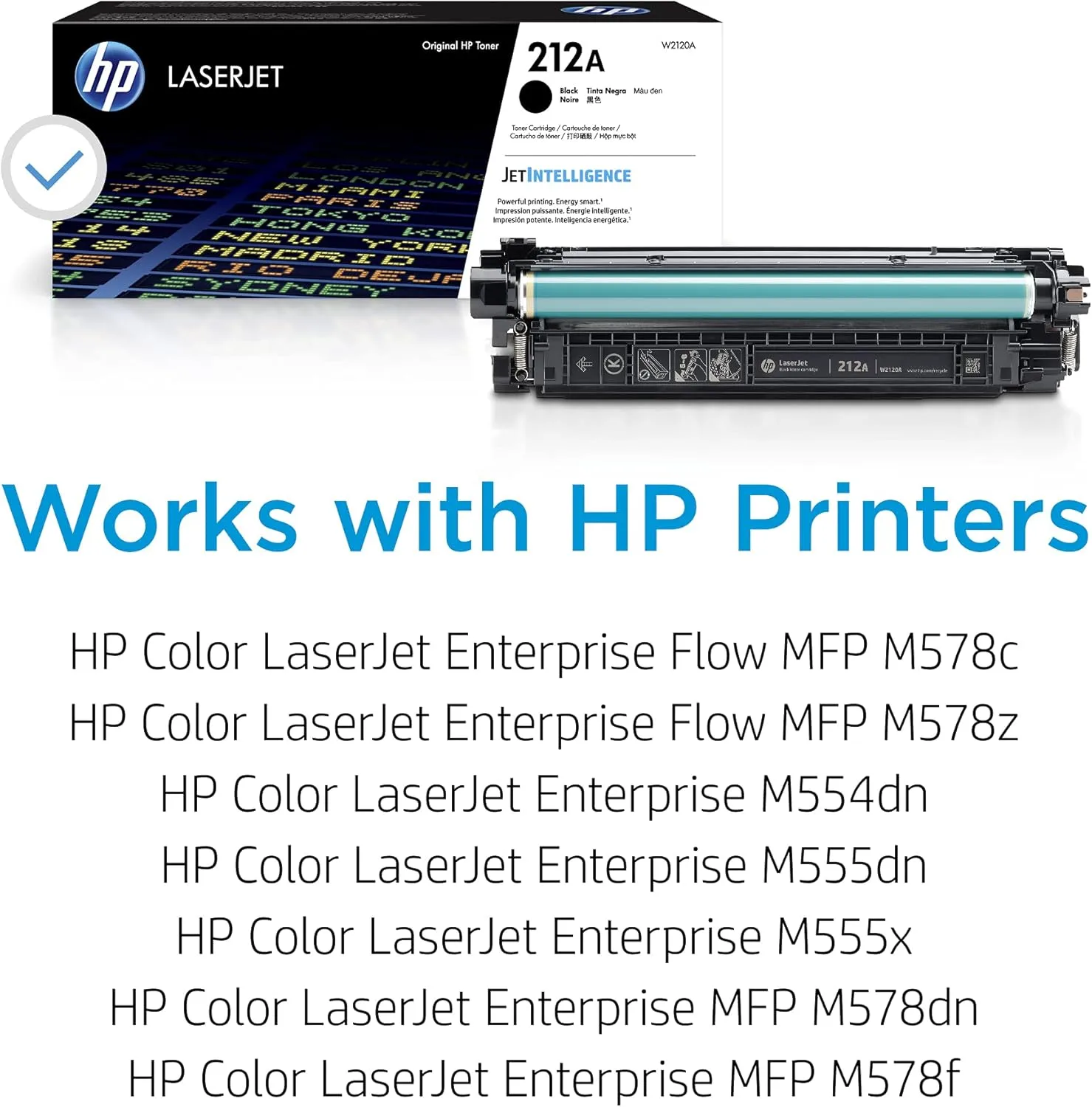 HP 212A Black Toner Cartridge for HP Printers | Works with Color LaserJet Enterprise M554, M555 Series; Color LaserJet Enterprise MFP M578 Series | W2120A