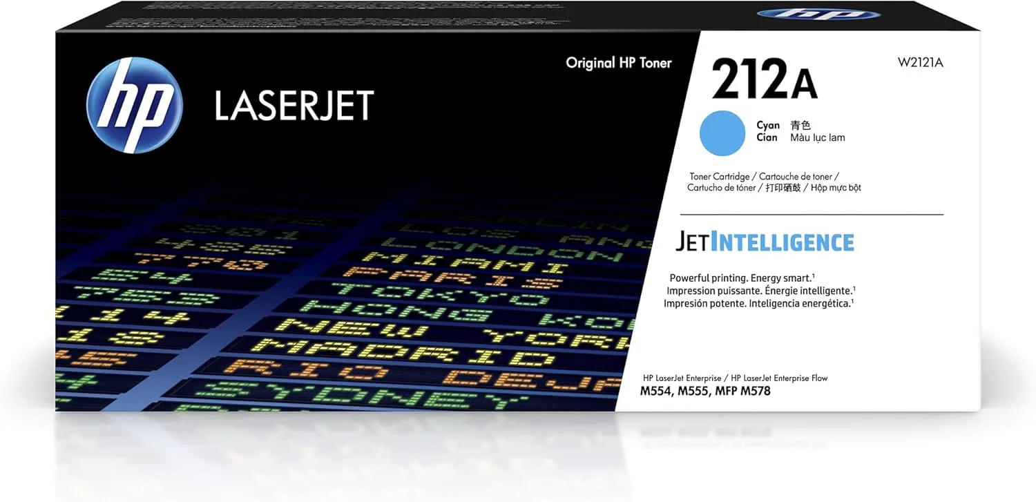 HP 212A Cyan Toner Cartridge for HP Printers | Works with Color LaserJet Enterprise M554, M555 Series; Color LaserJet Enterprise MFP M578 Series | W2121A