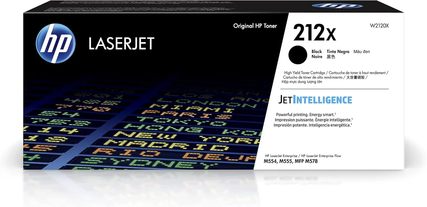 HP 212X Black High-Yield Toner Cartridge (W2120X) – Works with Color LaserJet Enterprise M554/M555/M578