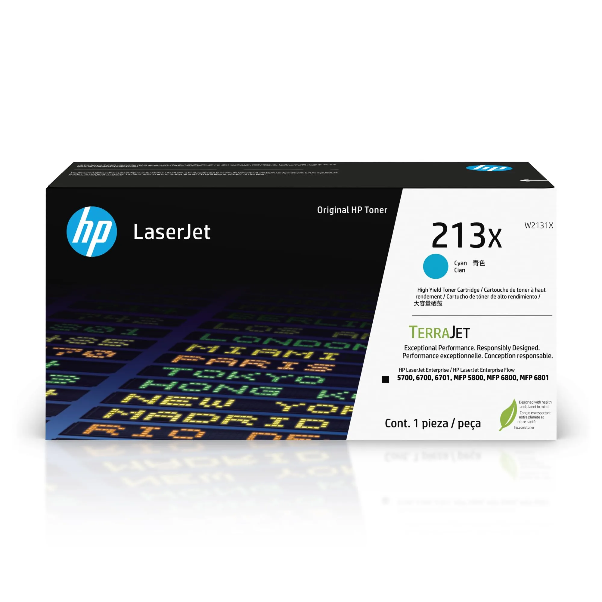 HP 213X High Yield Cyan Original LaserJet Toner Cartridge, W2131X - Works with HP LaserJet Enterprise 5700/5800/6700/6800