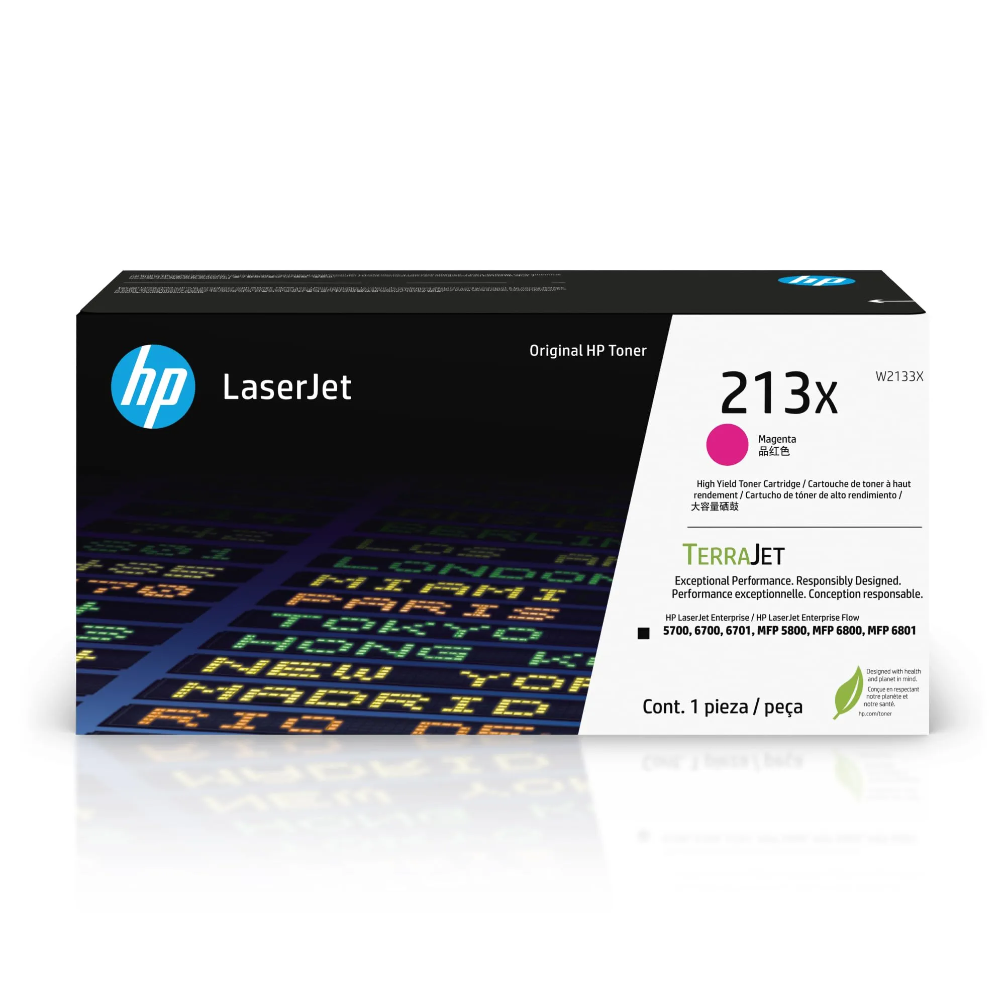 HP 213X High Yield Magenta Original Laserjet Toner Cartridge, W2133X. Works Laserjet Enterprise 5700, 5800, 6700, 6701, 6800, 6801