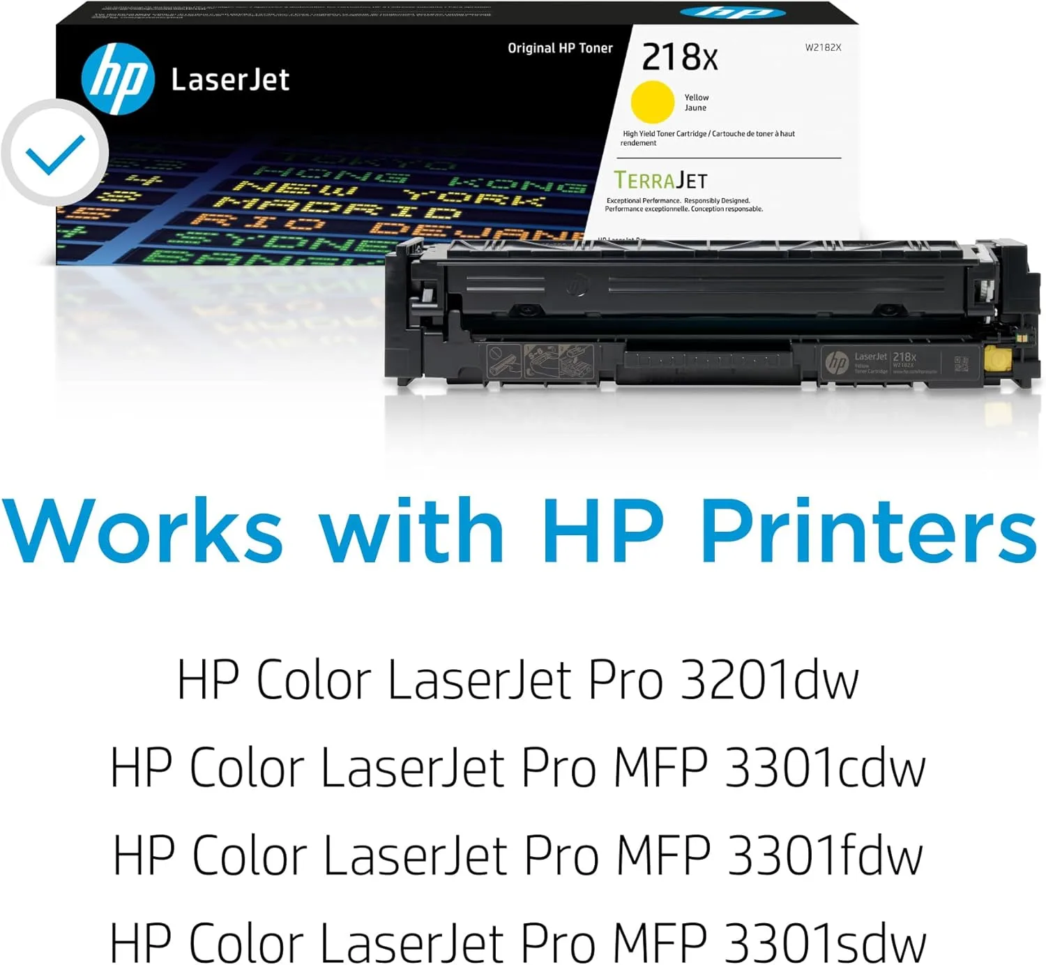 HP 218X Yellow High-Yield Toner Cartridge | Works with Color Laserjet Pro 3201, MFP 3301 Series | W2182X