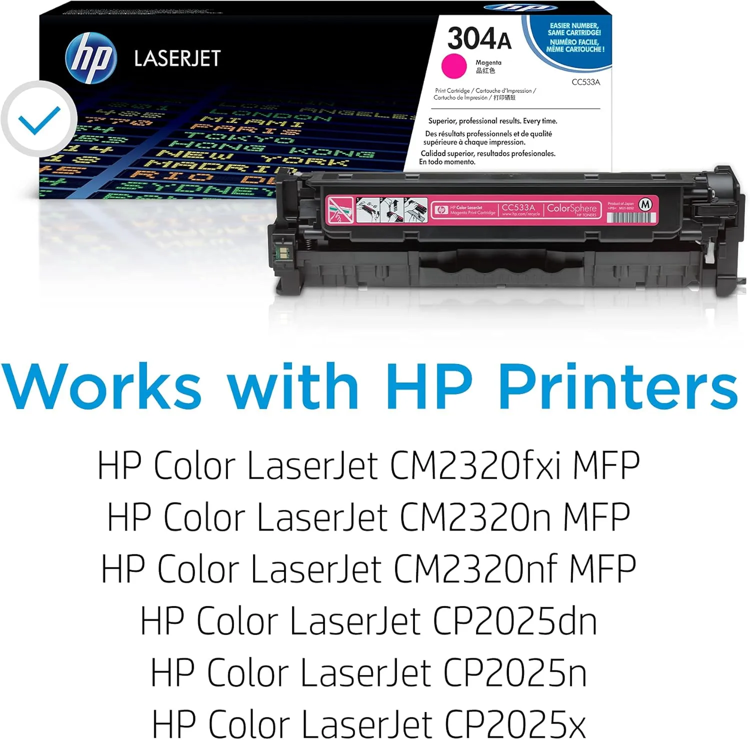 HP 304A Magenta Toner Cartridge | Works Color Laserjet CM2320 MFP, CP2025 | CC533A