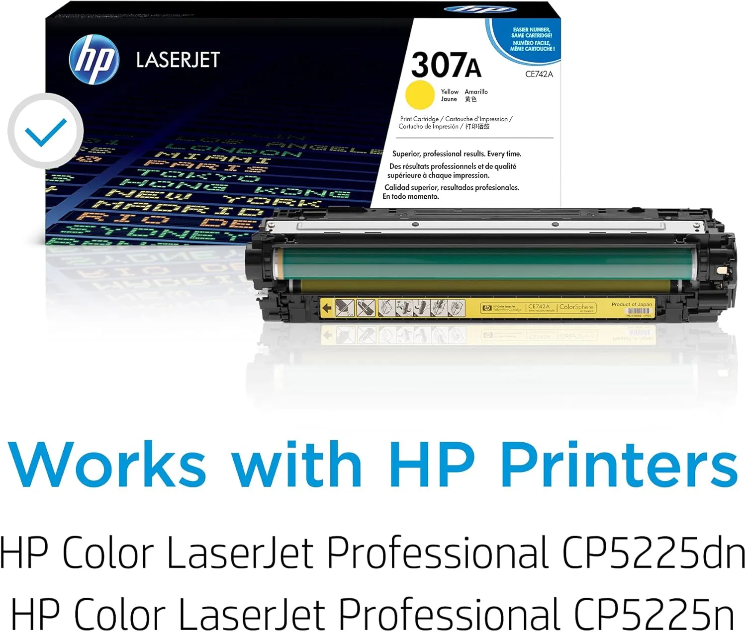 HP 307A Yellow Toner Cartridge | Works Color Laserjet Professional CP5225 Series | CE742A