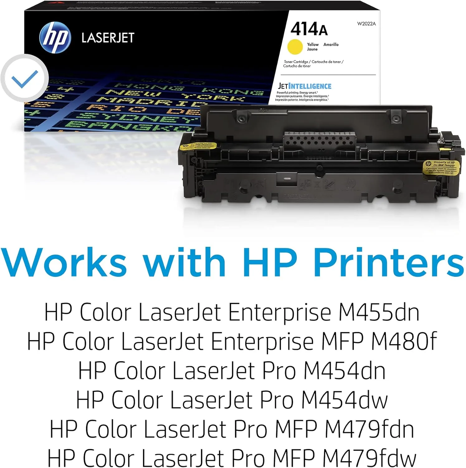 HP 414A Yellow Toner Cartridge | Works with HP Color LaserJet Enterprise M455dn, MFP M480f; HP Color LaserJet Pro M454 Series, MFP M479 Series | W2022A