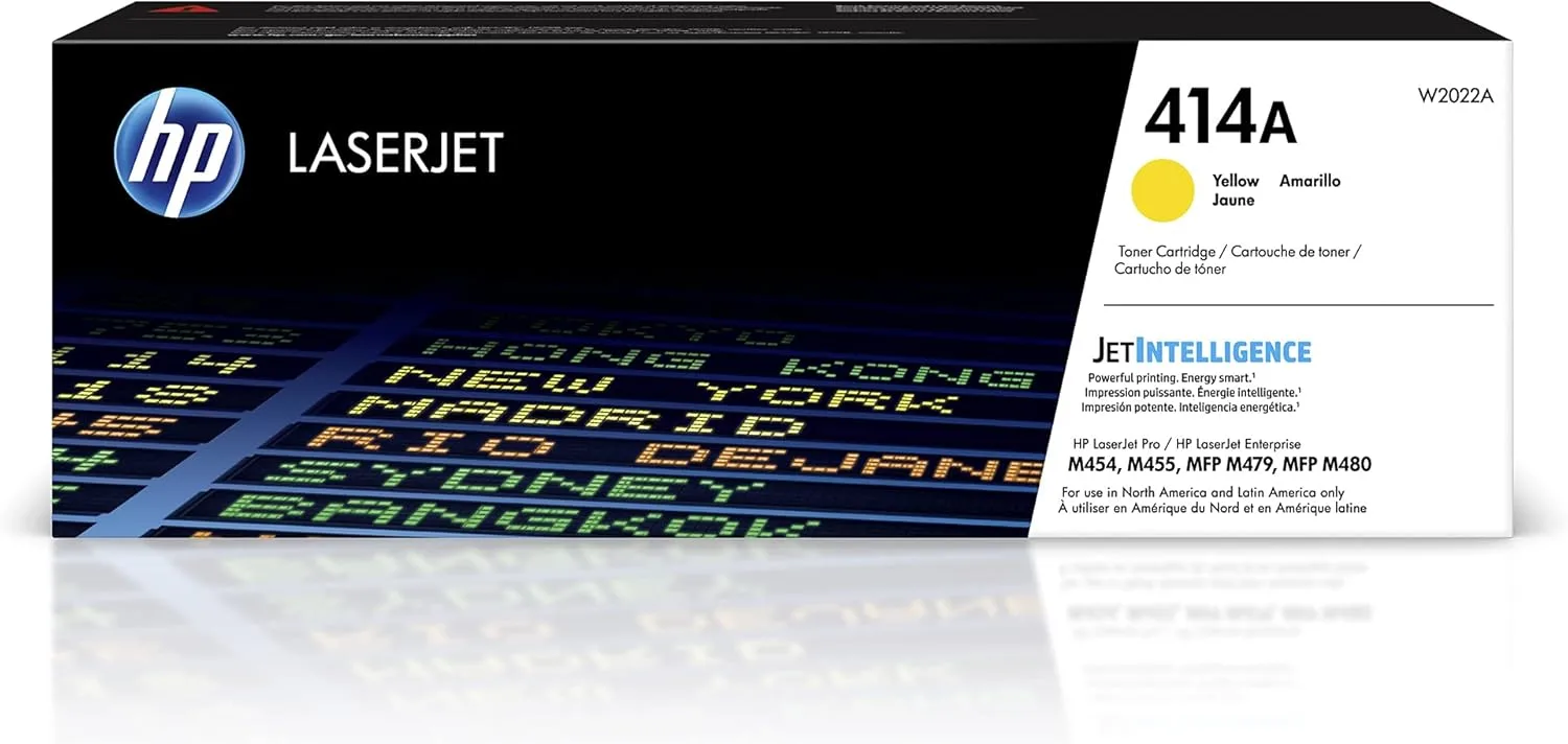 HP 414A Yellow Toner Cartridge | Works with HP Color LaserJet Enterprise M455dn, MFP M480f; HP Color LaserJet Pro M454 Series, MFP M479 Series | W2022A