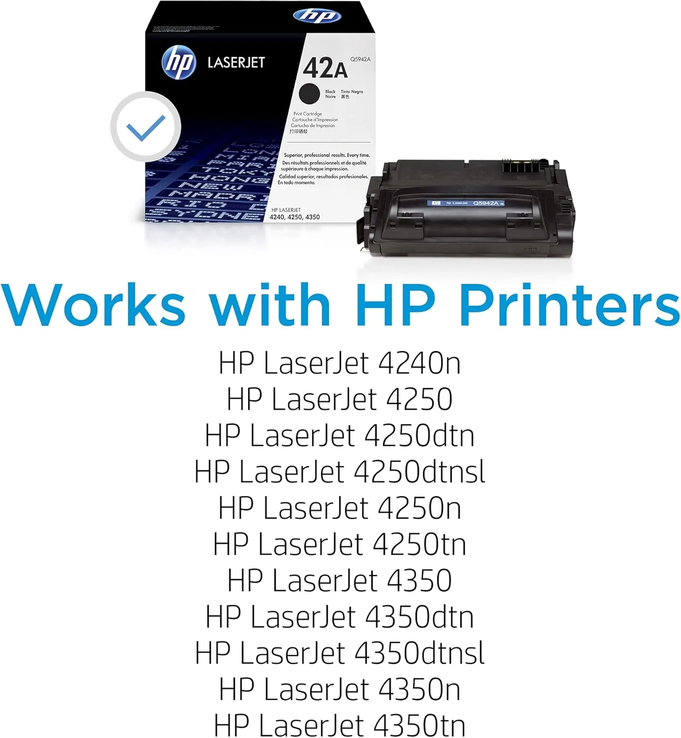 HP Original 42A Black Toner Cartridge | Works Laserjet 4240, 4250, 4350 Series | Q5942A