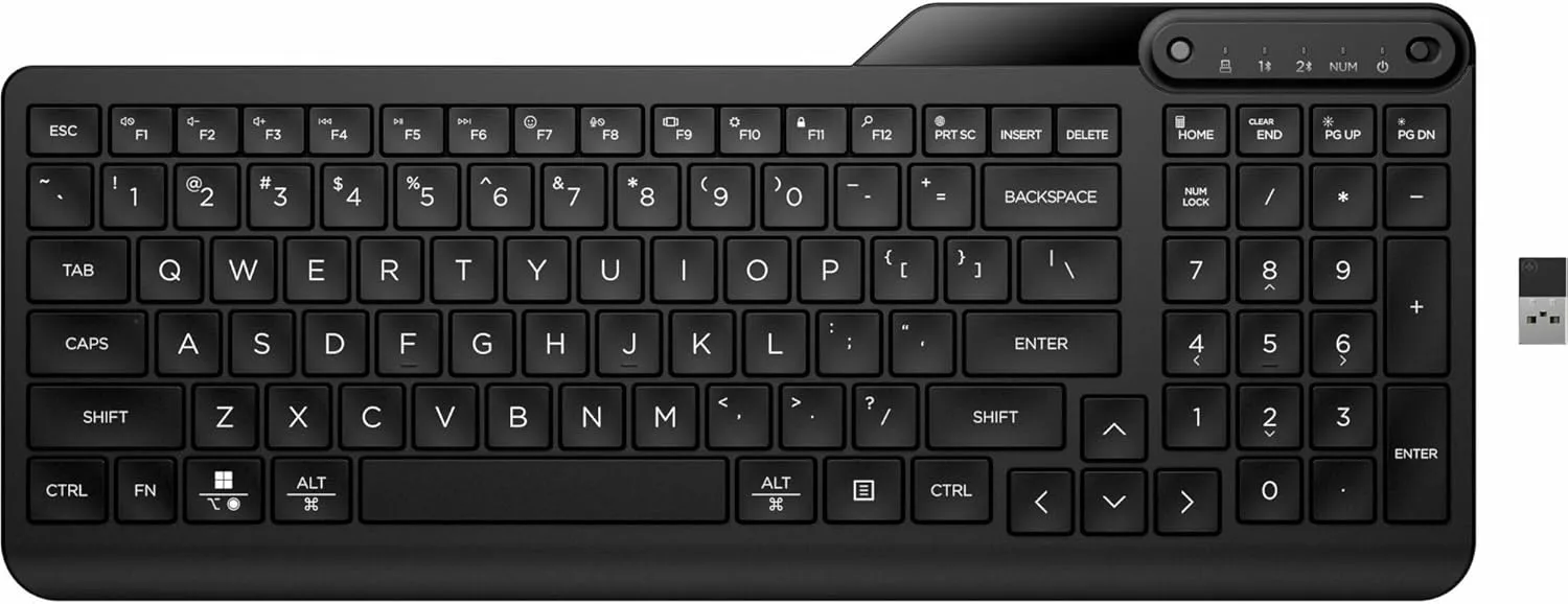 HP 475 Dual-Mode Wireless Keyboard - Bluetooth & USB Type-A