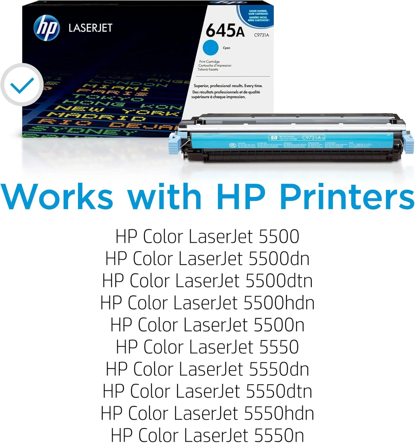 HP 645A Cyan Toner Cartridge | Works with HP Color LaserJet 5500, 5550 Series | C9731A