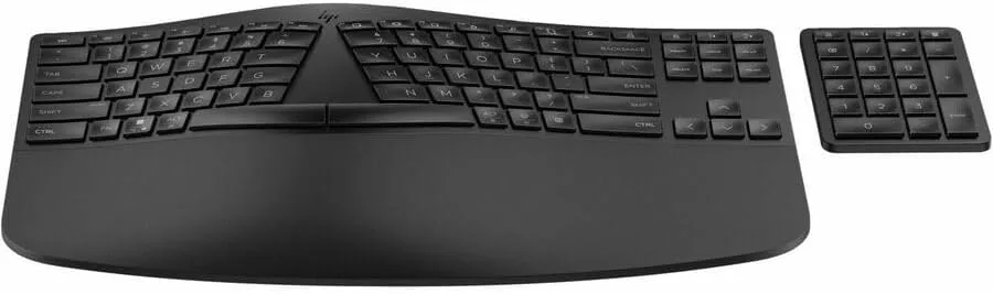 HP 965 Ergonomic Wireless Keyboard - Bluetooth, USB Type-A, 33 ft - English (US)