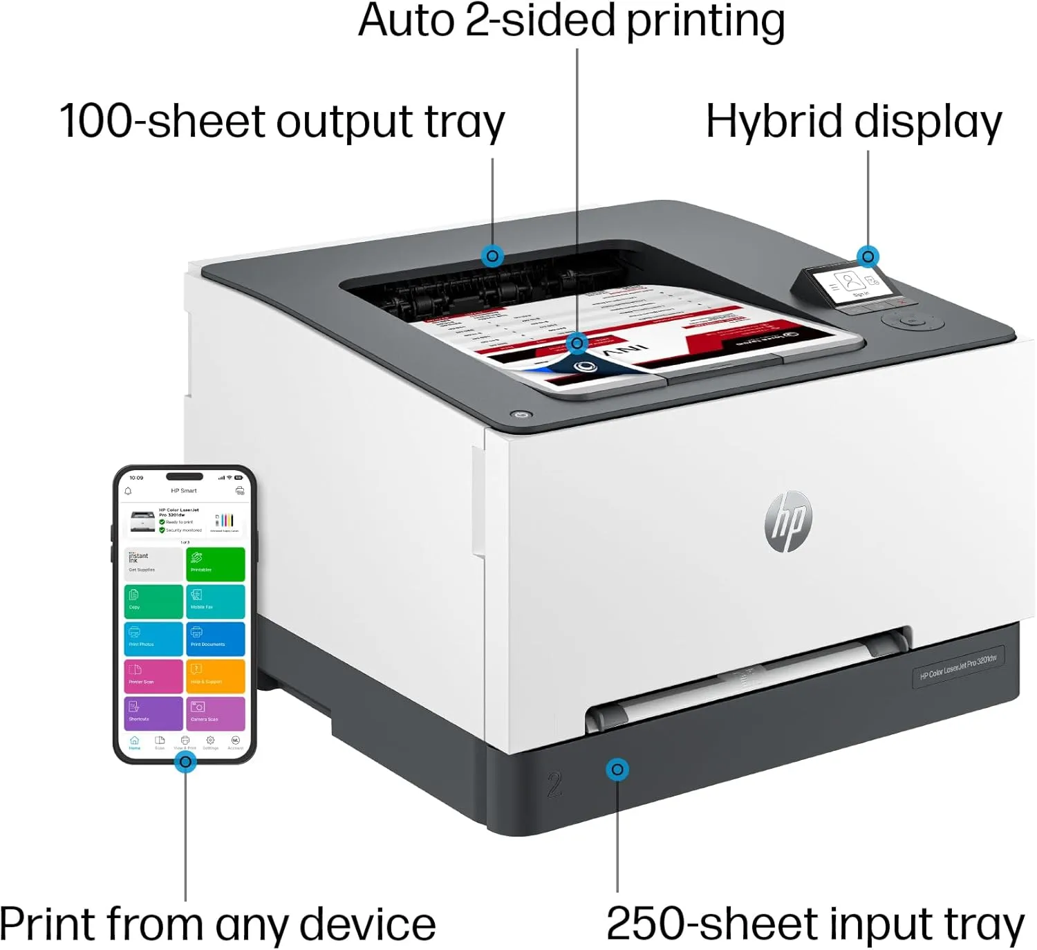 HP Color LaserJet Pro 3201dw Wireless Color Laser Printer