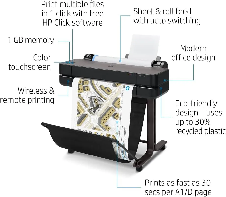 HP DesignJet T630 Large Format 24-inch Plotter Printer
