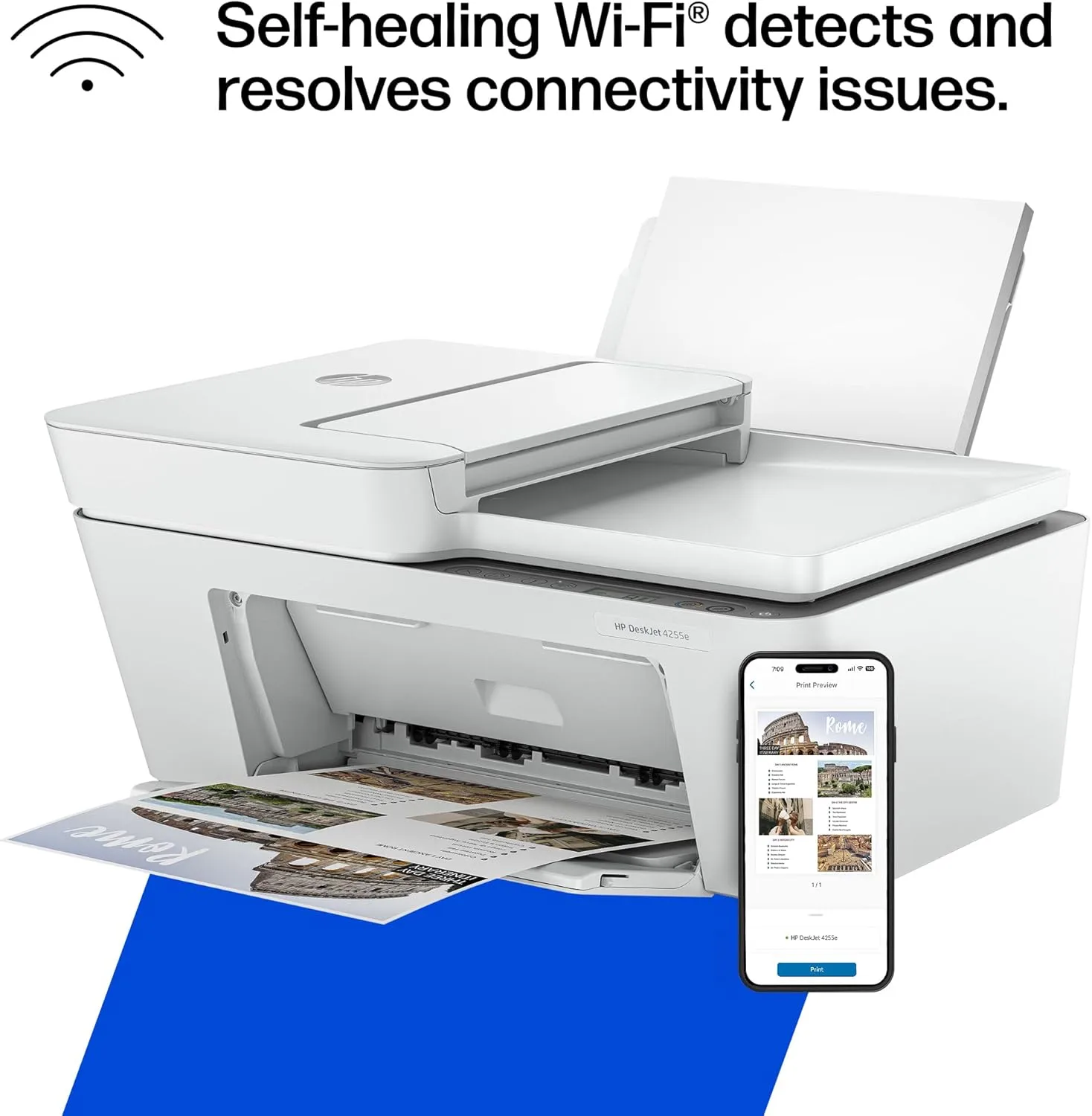 HP DeskJet 4255e Wireless All-in-One Color Inkjet Printer, Scanner, Copier, Best-for-Home (588S6A)
