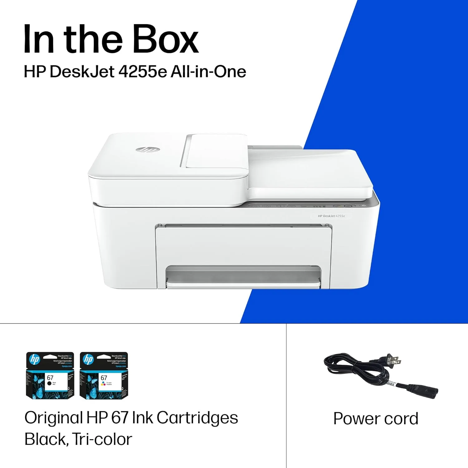 HP DeskJet 4255e Wireless All-in-One Color Inkjet Printer, Scanner, Copier, Best-for-Home (588S6A)