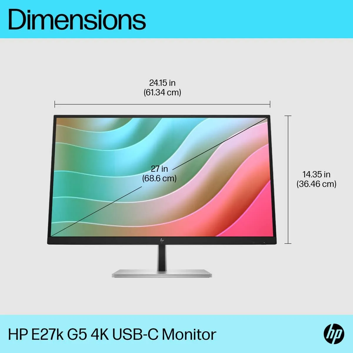 HP E27k G5 27in Class 4K UHD LCD Monitor - Black