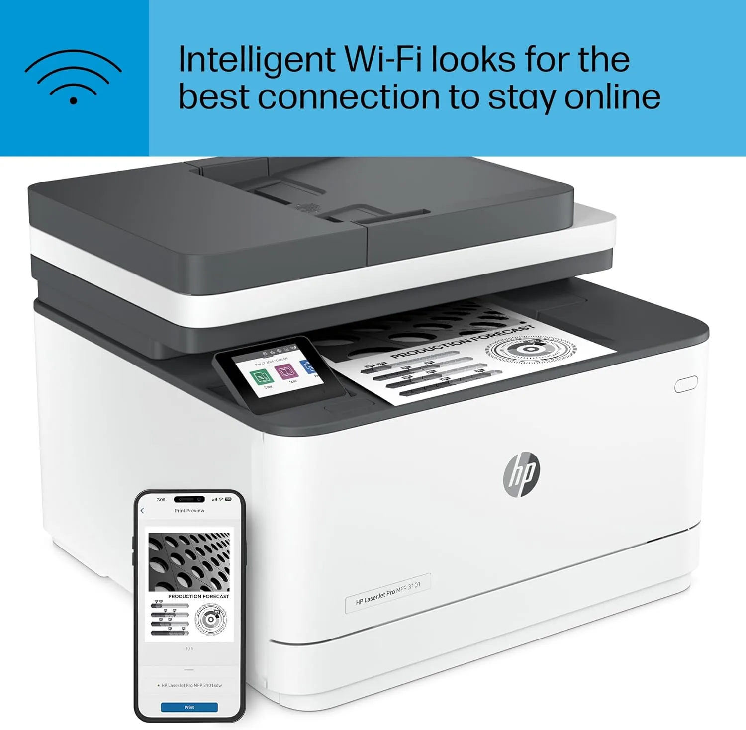 HP Laserjet Pro MFP 3101sdw Wireless All-in-One Laser Printer, Office Printer, Duplex, Best for Small Teams (9D2X4F)
