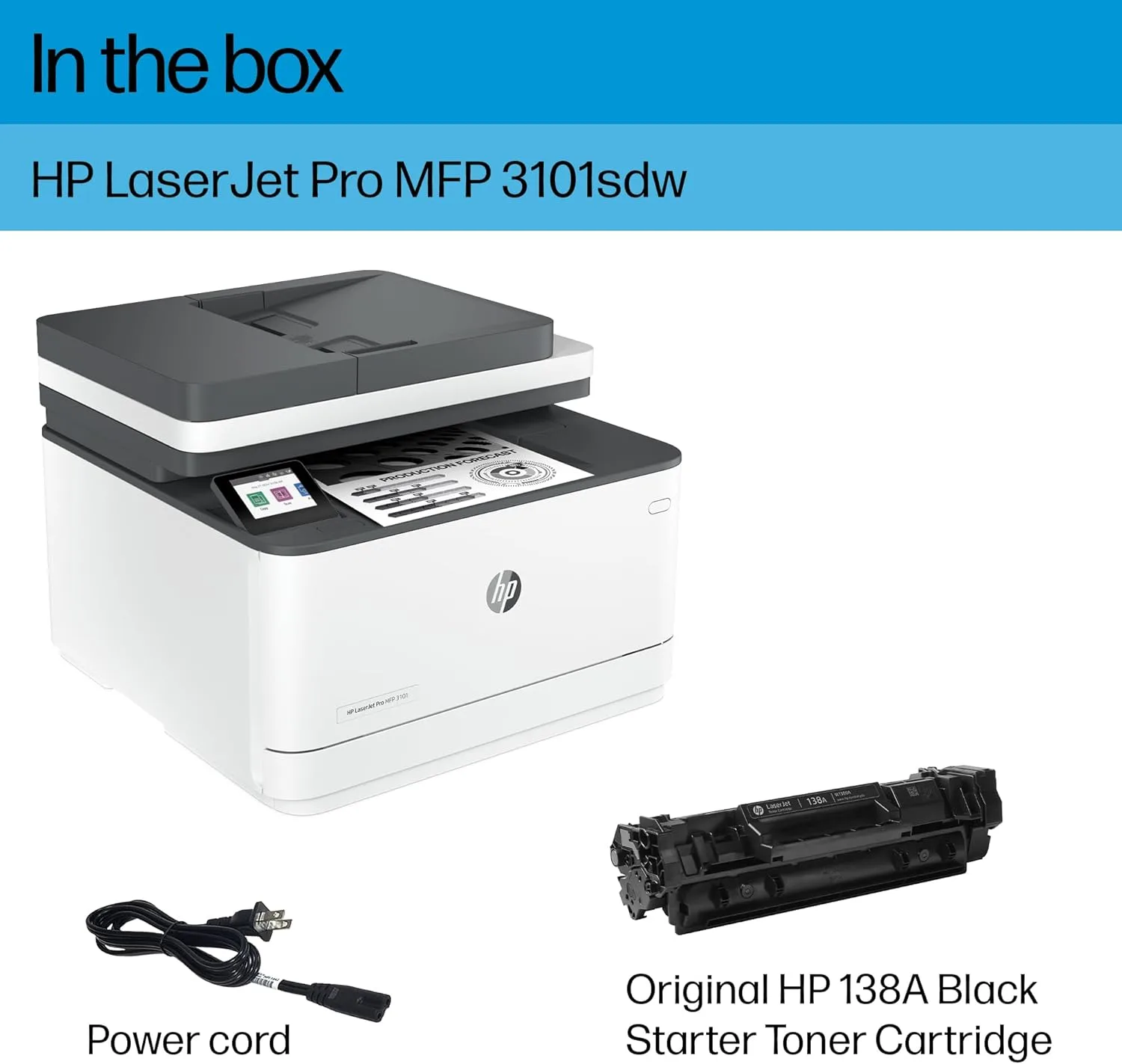 HP Laserjet Pro MFP 3101sdw Wireless All-in-One Laser Printer, Office Printer, Duplex, Best for Small Teams (9D2X4F)