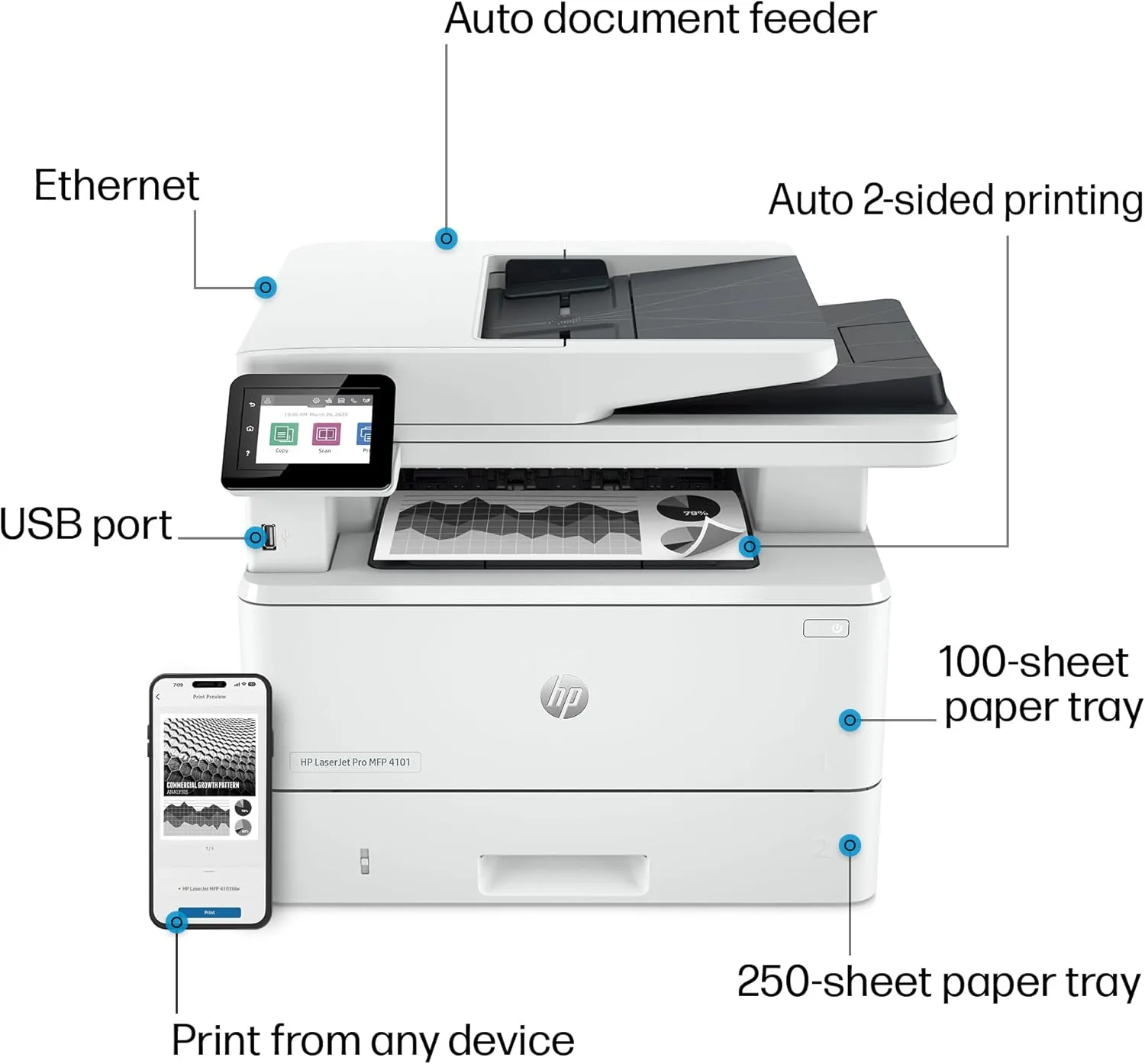 HP LaserJet Pro MFP 4101fdn Monochrome Laser Printer