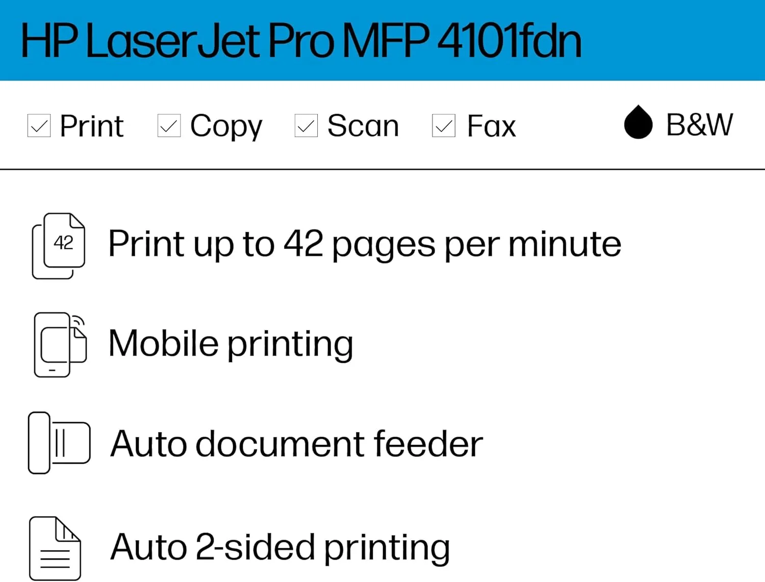 HP LaserJet Pro MFP 4101fdn Monochrome Laser Printer