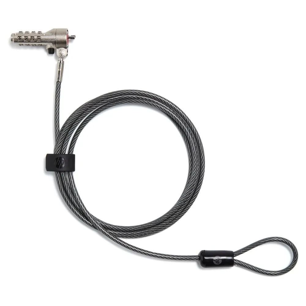 HP Essential Nano Combination Cable Lock - 6 ft Cable - 4-Digit - Vinyl, Galvanized Steel - for Notebook
