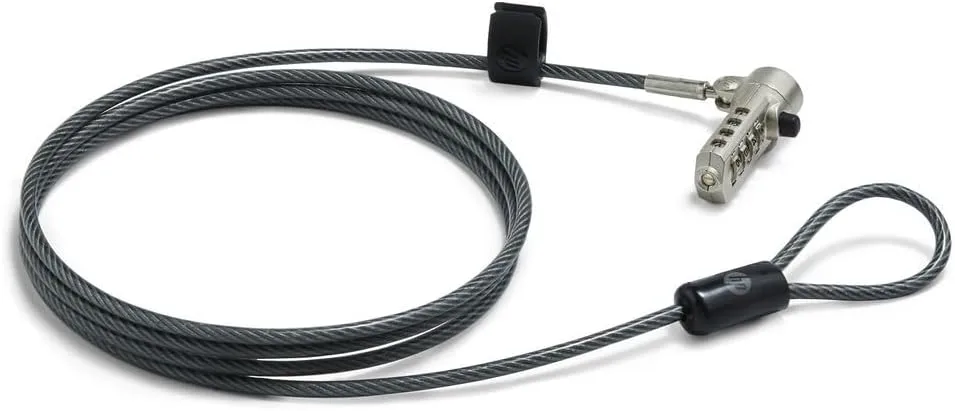 HP Essential Nano Combination Cable Lock - 6 ft Cable - 4-Digit - Vinyl, Galvanized Steel - for Notebook