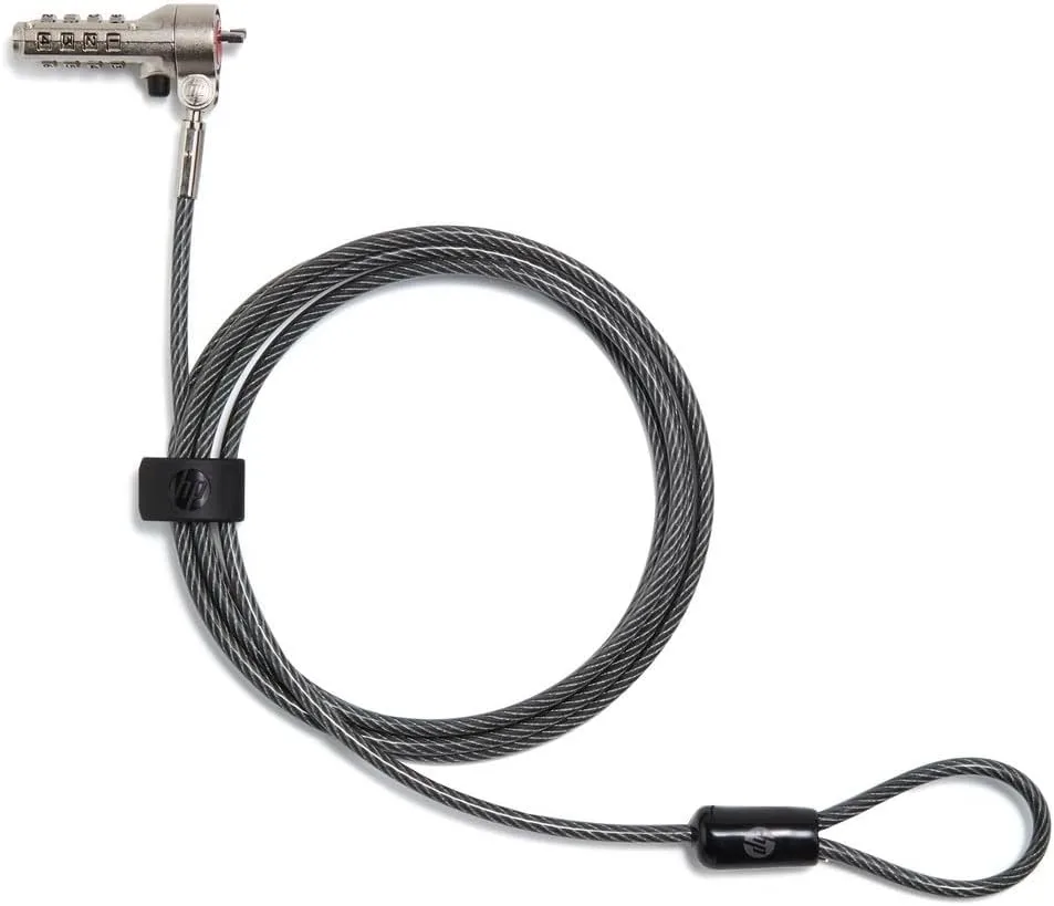 HP Essential Nano Combination Cable Lock - 6 ft Cable - 4-Digit - Vinyl, Galvanized Steel - for Notebook