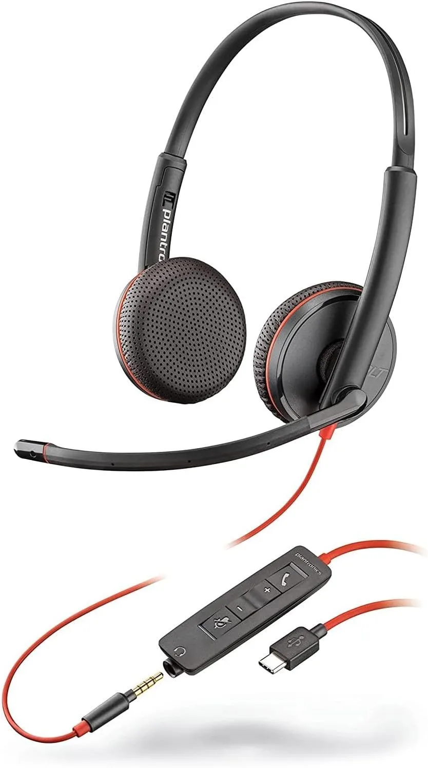 Poly Blackwire 3225 Stereo Headset with USB-C/A Adapter (TAA)