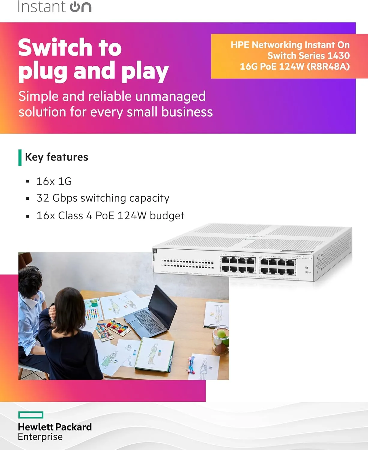 HPE Instant On 1430 Unmanaged Layer 2 Gigabit Ethernet Switch