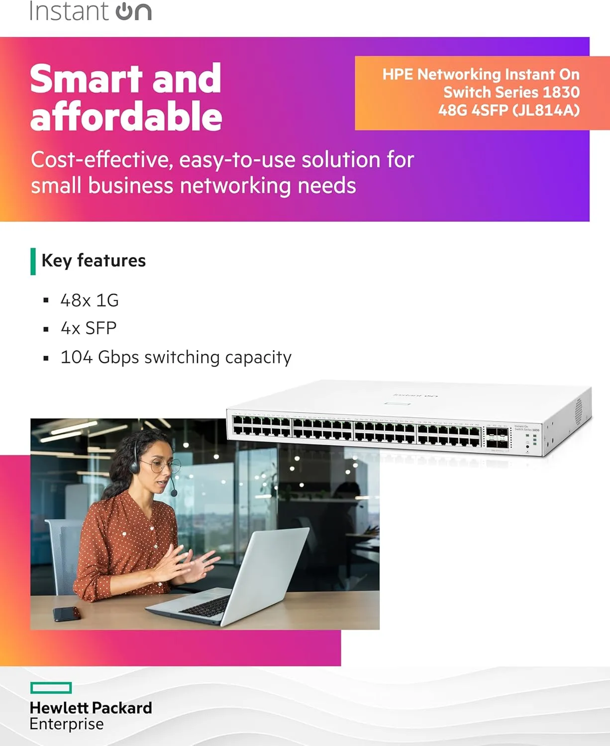 HPE Networking Instant On Switch Series 1830 Smart-Managed Layer 2 Gigabit Ethernet Switch
