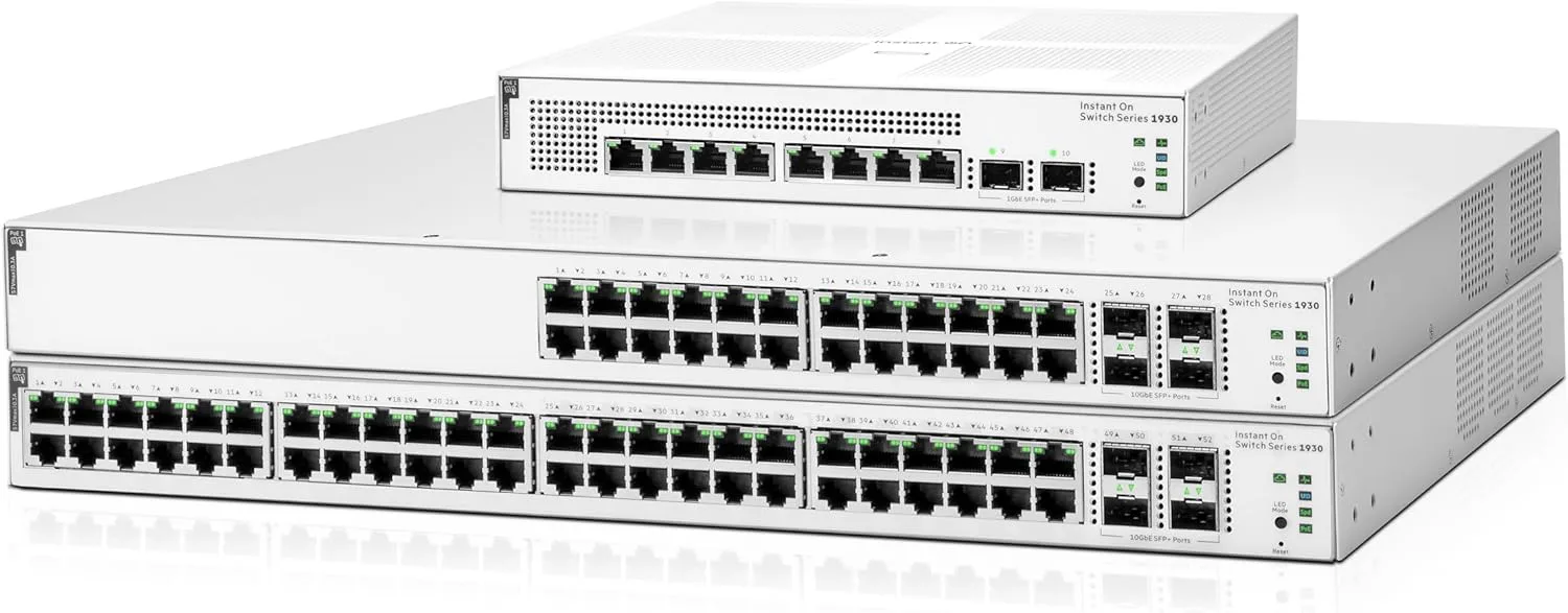HPE Networking Instant On Switch Series 1930 24-Port Gb Smart-Managed Layer 2+ Ethernet Switch | 24x 1G | 4X SFP+ | US Cord (JL682A#ABA)