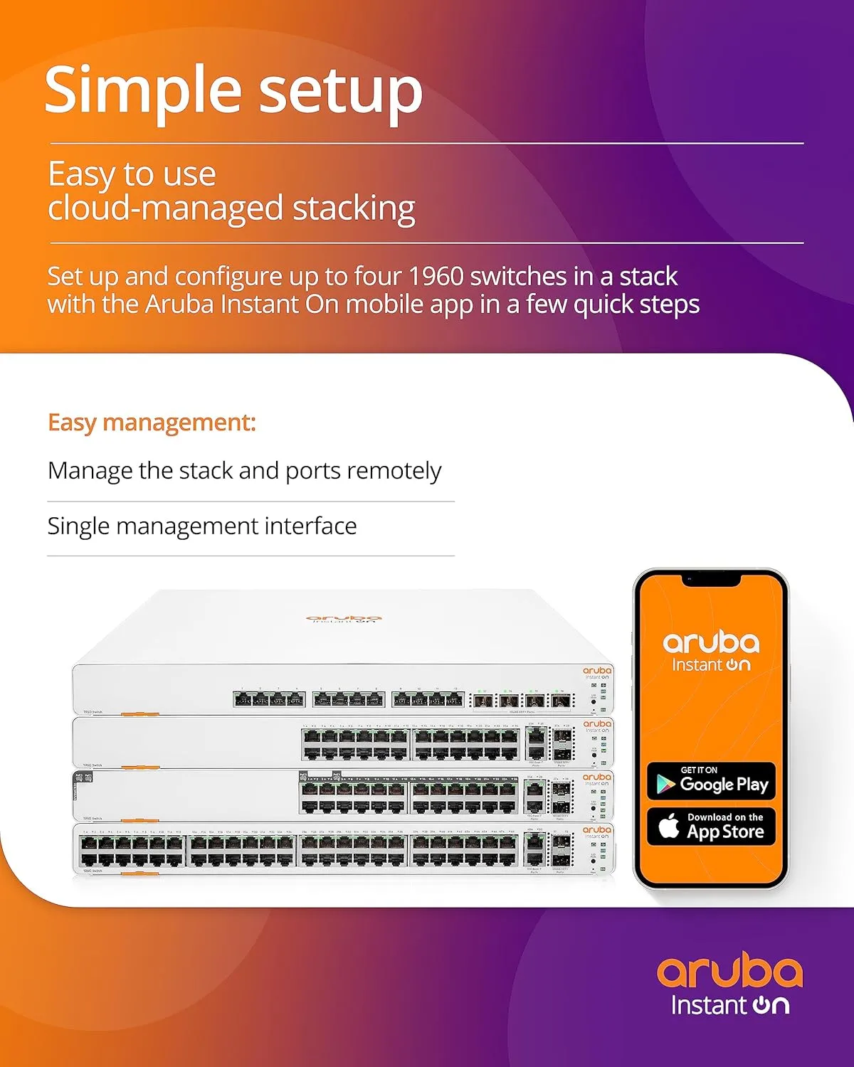 HEWLETT PACKARD ENTERPRISE HPE Networking Instant On Switch Series 1960 Smart-Managed Layer 2+ Ethernet Switch