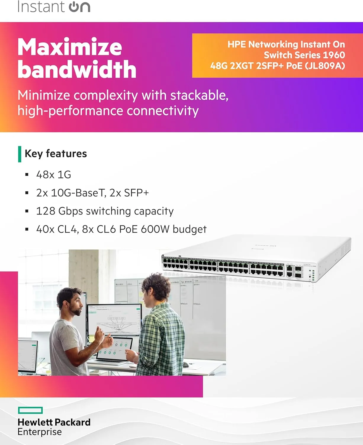 HEWLETT PACKARD ENTERPRISE HPE Networking Instant On Switch Series 1960 Smart-Managed Layer 2+ Ethernet Switch