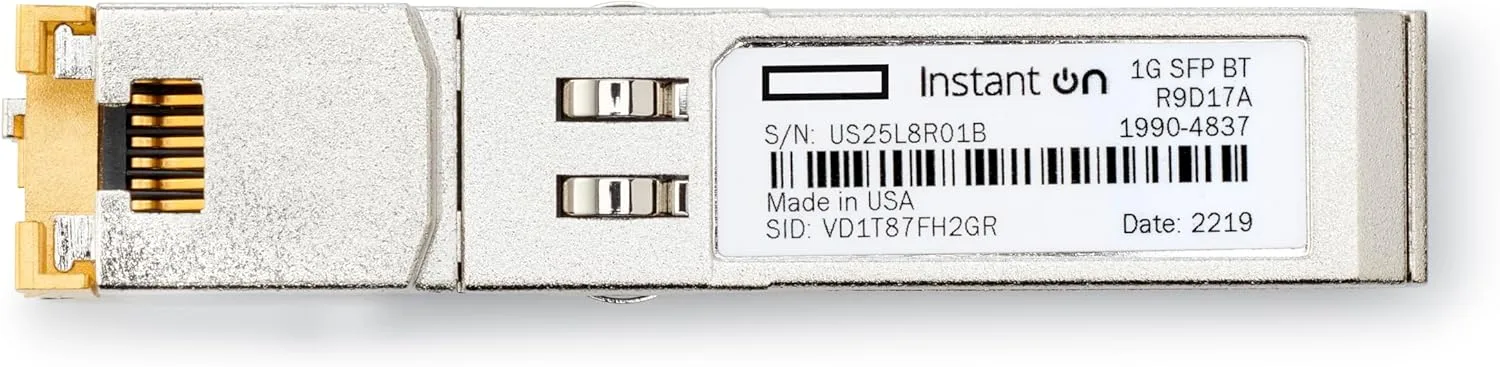 HPE Networking Instant On 1G SFP RJ45 Transceiver for Copper Ethernet Category 5e Connections Up to 100 Meters (R9D17A)
