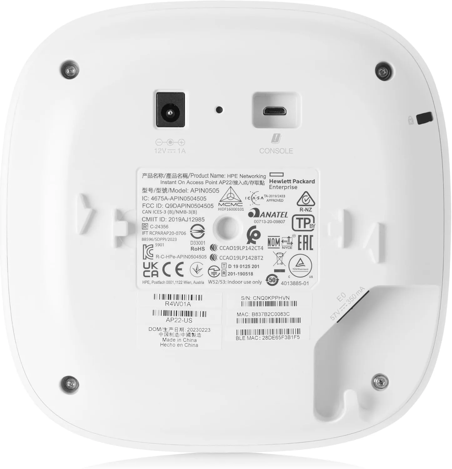 HPE Networking Instant On AP22 2x2 WiFi 6 Indoor Access Point (R6M49A)