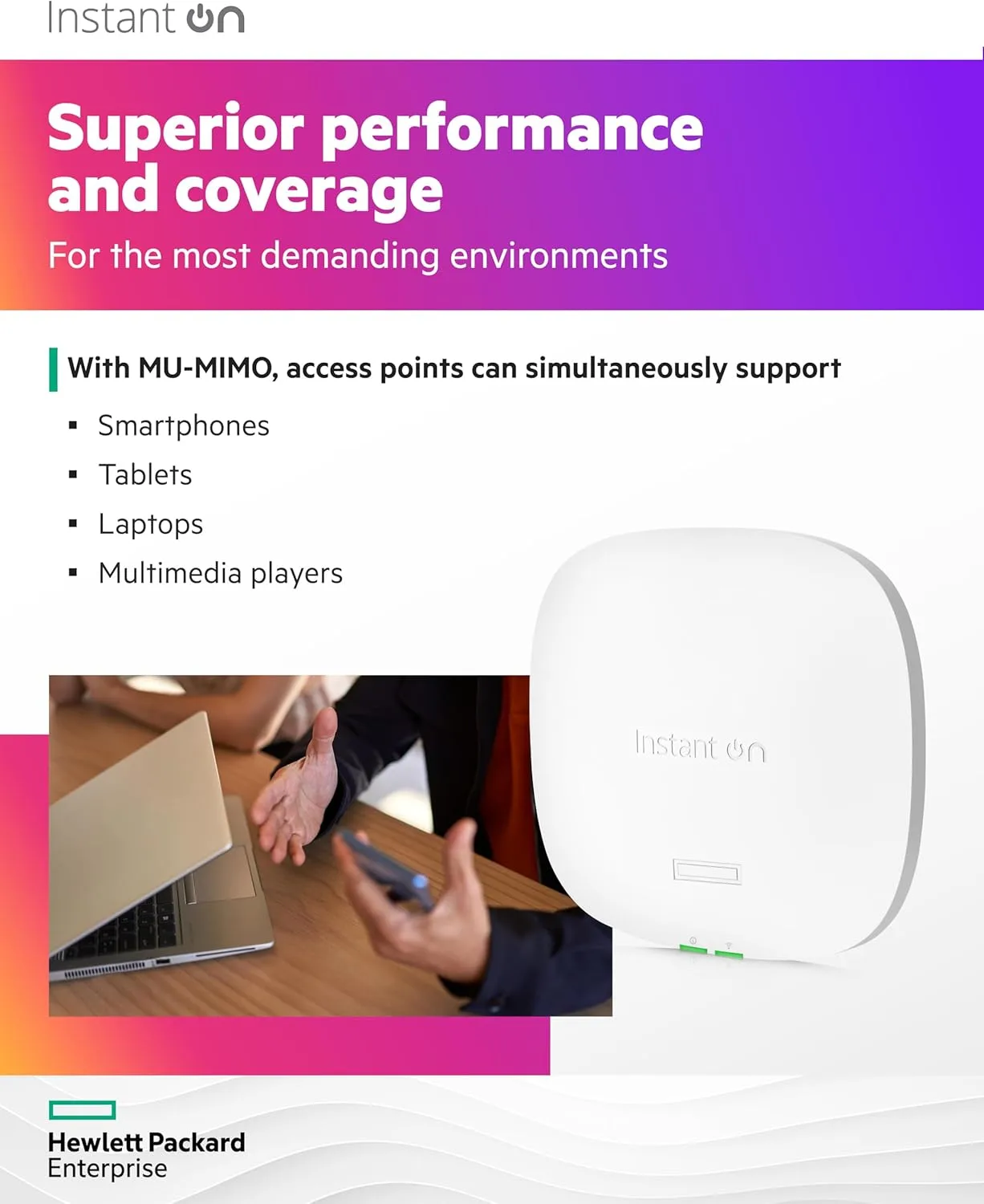HPE Networking Instant On Access Point AP25 4x4 WiFi 6 Indoor Wireless Access Point