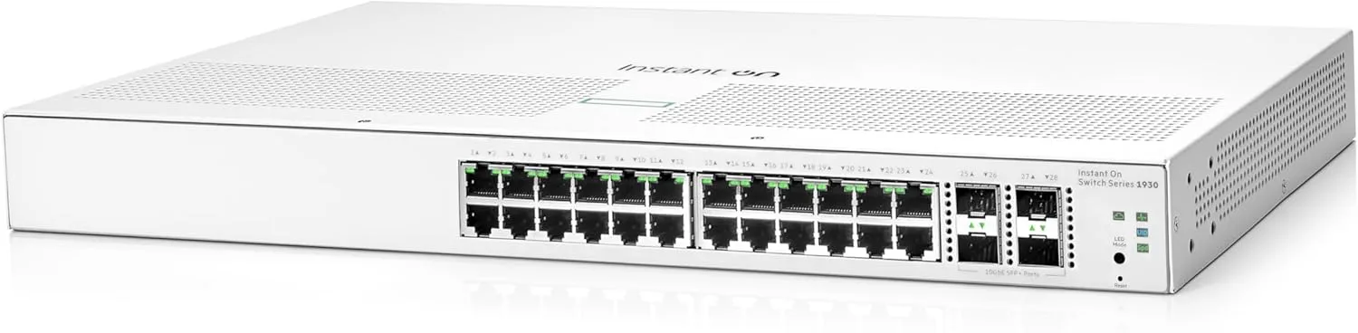 HPE Networking Instant On Switch Series 1930 24-Port Gb Smart-Managed Layer 2+ Ethernet Switch | 24x 1G | 4X SFP+ | US Cord (JL682A#ABA)