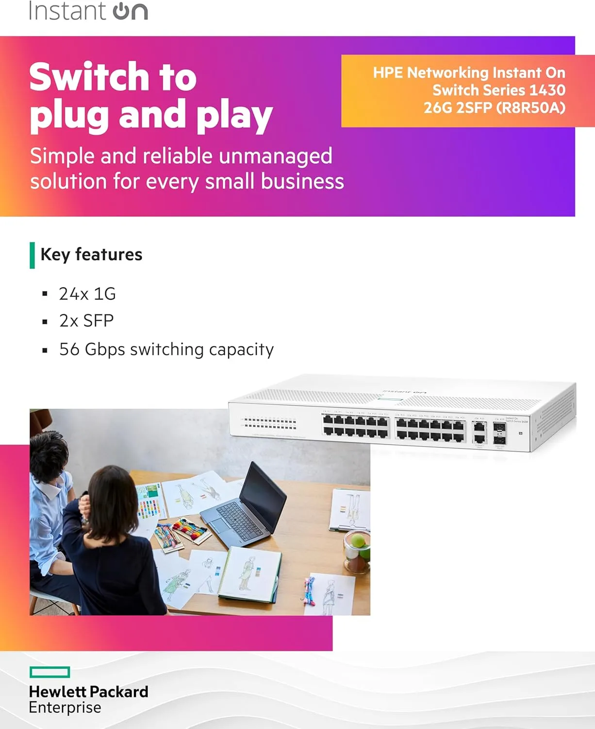HPE Instant On 1430 Unmanaged Layer 2 Gigabit Ethernet Switch