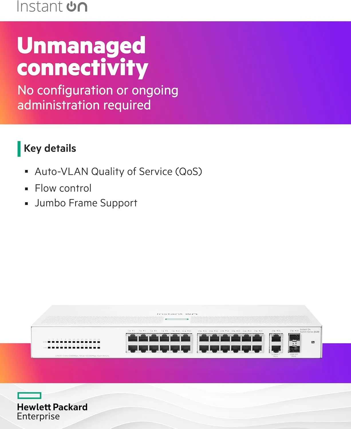 HPE Instant On 1430 Unmanaged Layer 2 Gigabit Ethernet Switch