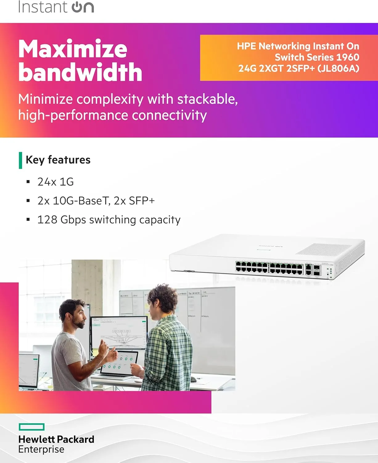 HEWLETT PACKARD ENTERPRISE HPE Networking Instant On Switch Series 1960 Smart-Managed Layer 2+ Ethernet Switch