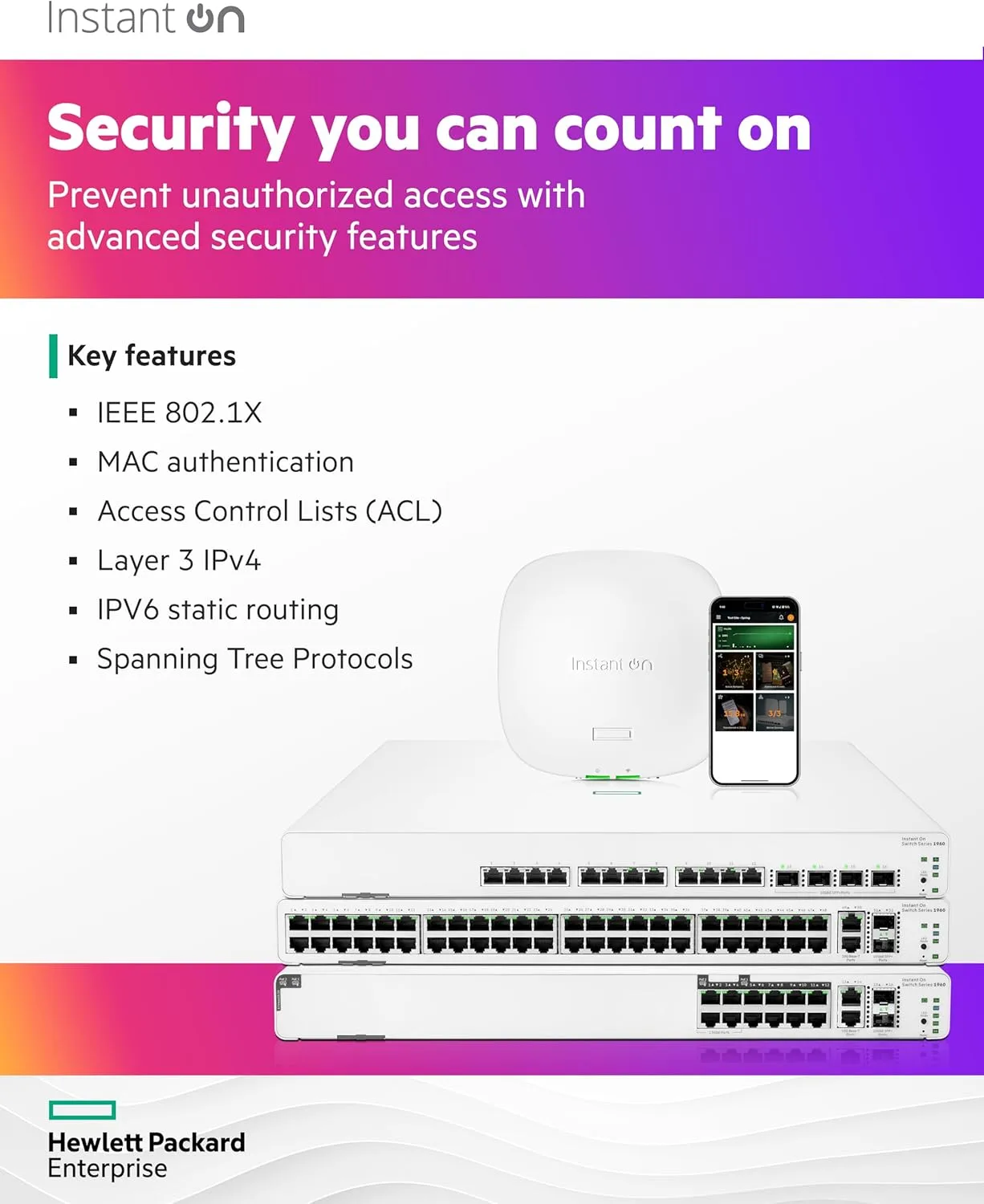 HEWLETT PACKARD ENTERPRISE HPE Networking Instant On Switch Series 1960 Smart-Managed Layer 2+ Ethernet Switch