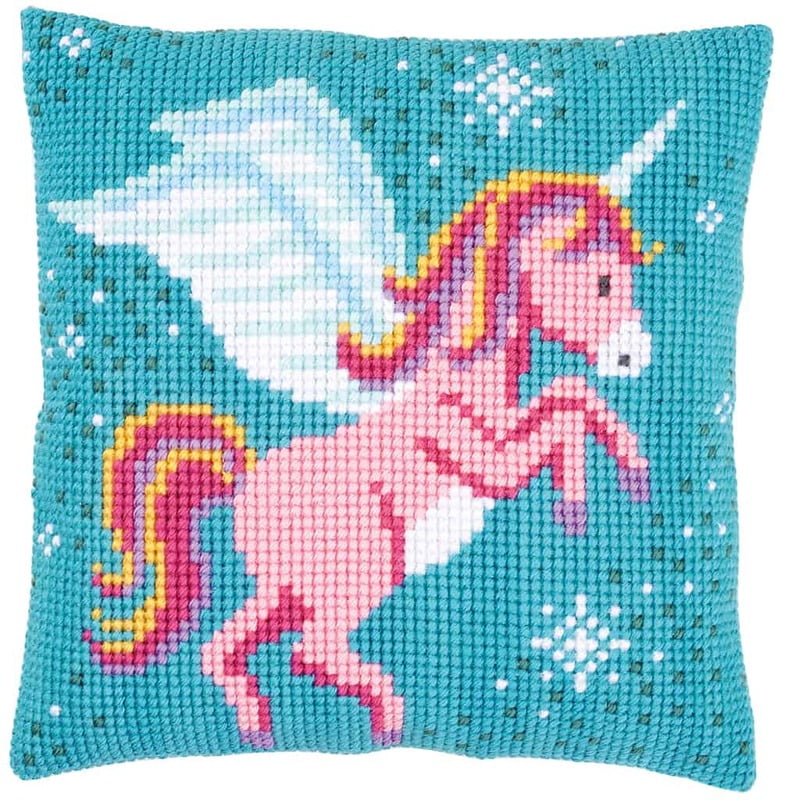 Unicorno Fatato - Cuscino da ricamare a Punto Croce Unicorno Fatato - Cuscino da ricamare a Punto Croce