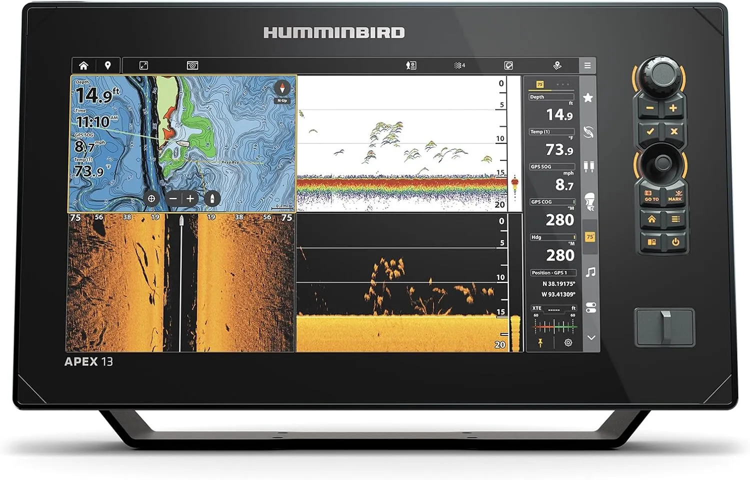 Humminbird APEX VX Series GPS Fish Finder & Chartplotter with LakeMaster and CoastMaster VX Maps