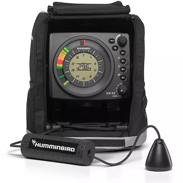 Humminbird ICE 55 Flasher Ice Fishing Fish Finder with Transducer, 6-Color Fiber Optic Flasher Display