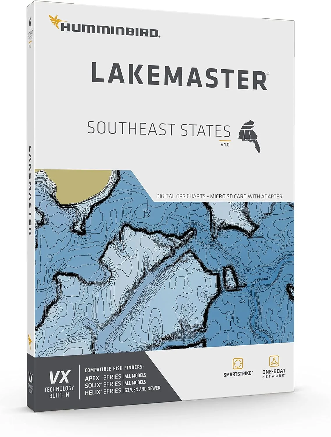 Humminbird LakeMaster Southeast States V1 Map SD Card for Fish Finders