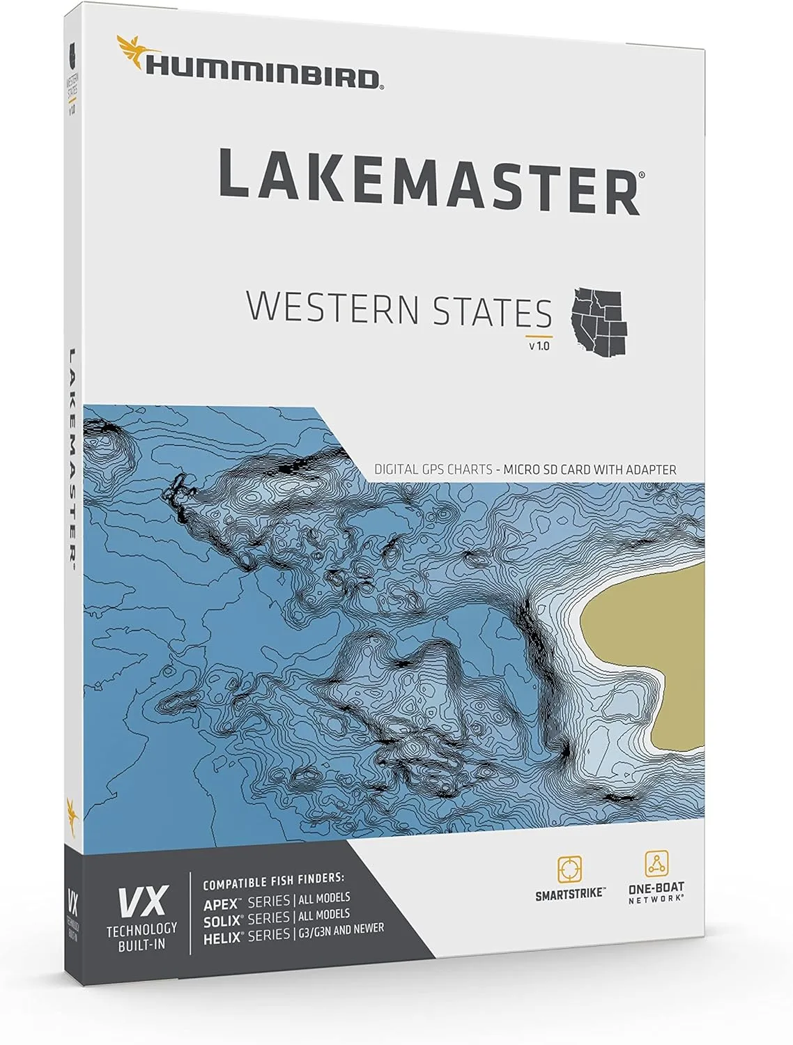 Humminbird LakeMaster Western States V1 Map SD Card for Fish Finders