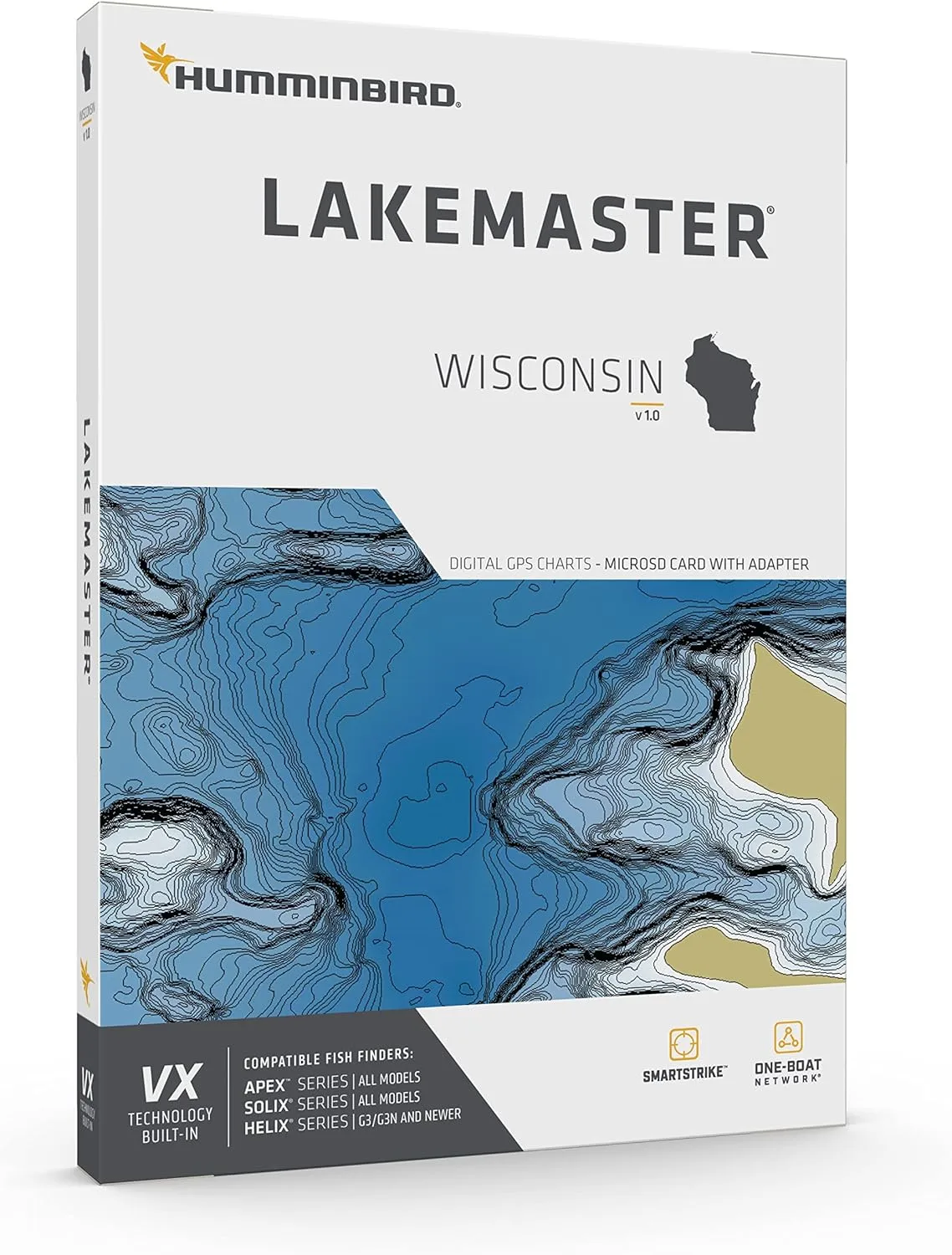 Humminbird LakeMaster Wisconsin V1 Map SD Card for Fish Finders