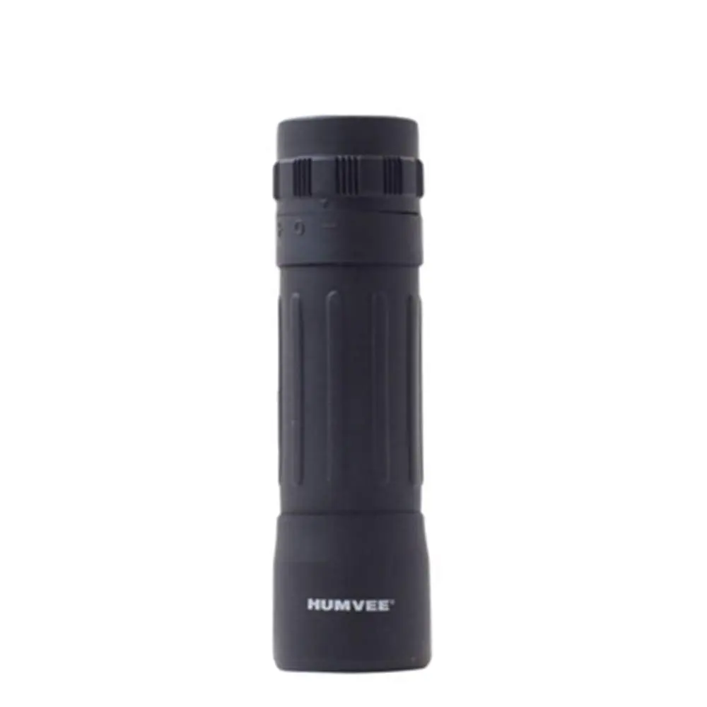 Humvee HMV-B-Mono-BLK Rubber Armor Compact Monocular with Anti-Reflective Ruby Red Lens, 10x25, Black